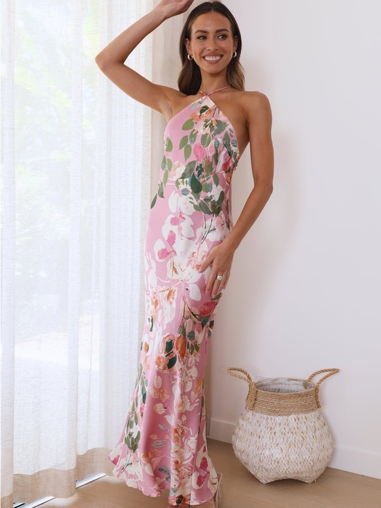 Hello Molly Dresses & Skirts - Hello Molly feeling moody maxi dress in pink floral print hater neck